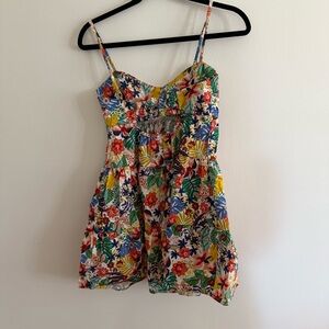 Olivaceous Multicolor Tropical Print Dress